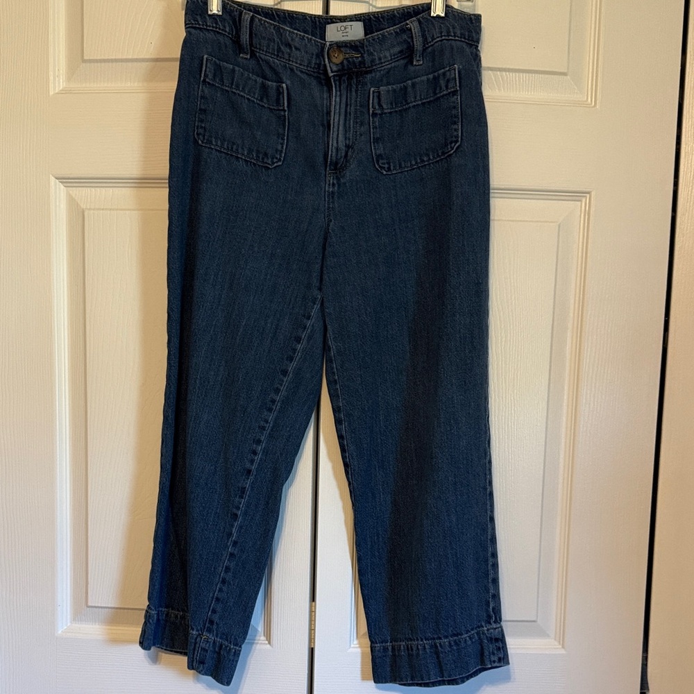 Lightweight denim wide leg jeans